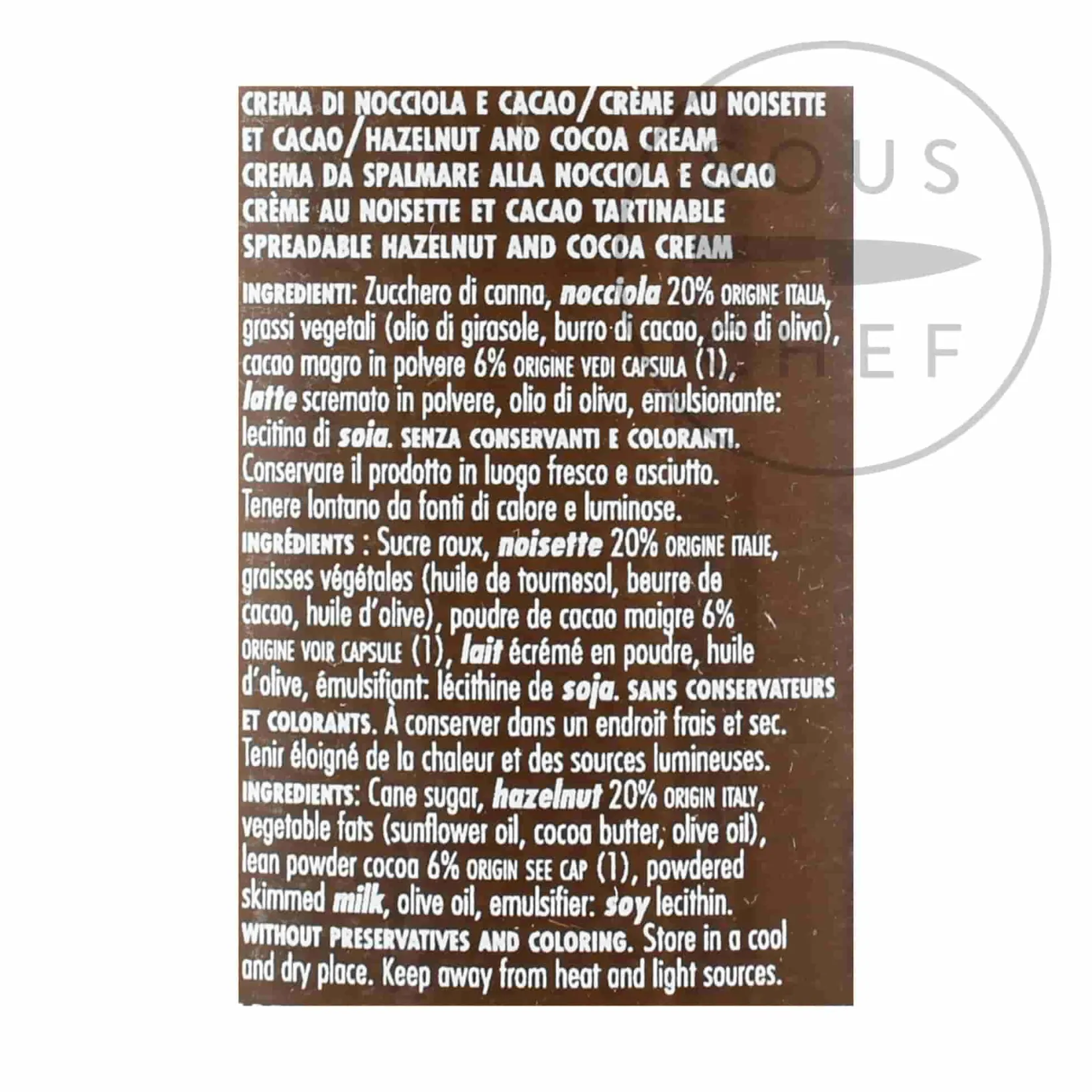 Alpenzu Ingredients Brands|Italian Ingredients^Hazelnut and Cocoa Cream, Palm Oil Free, 250g