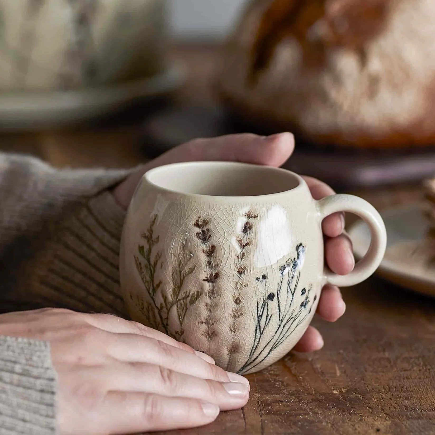 Bloomingville Crockery & Dinnerware|Tableware Brands^Bea Floral Mug, Nature, 9.5cm