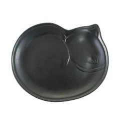 Kiji Stoneware & Ceramics Japanese Ingredients|Plates^Black Cat Japanese Large Plate, 28cm