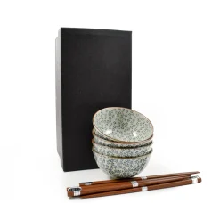 Kiji Stoneware & Ceramics Tableware Brands|Japanese Ingredients^Blue & White Flower Rice Bowl Set With Chopsticks