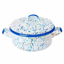 Kapka Enamel Pots & Pans^Blue Dot Enamel Casserole with Lid, 18cm