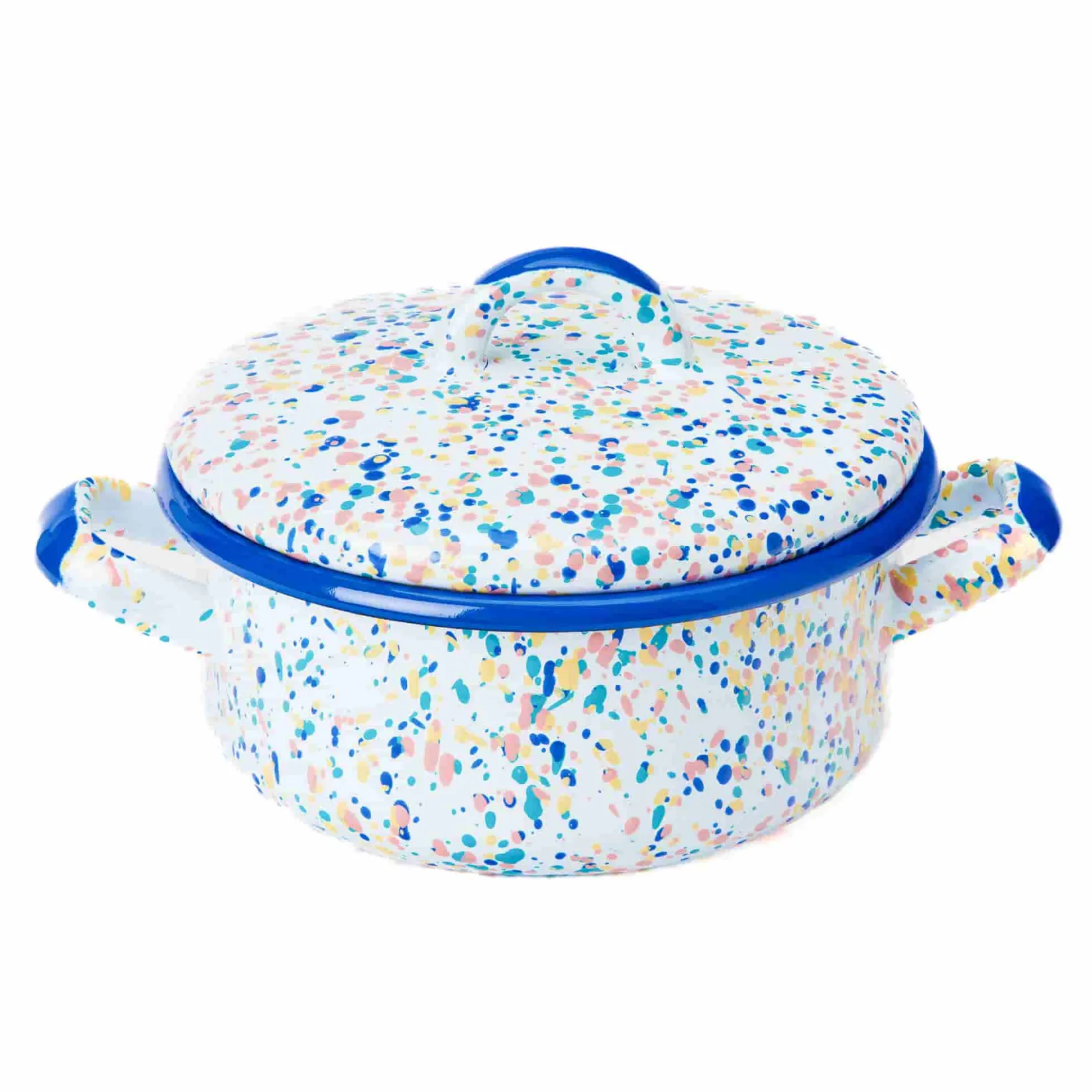 Kapka Enamel Pots & Pans^Blue Dot Enamel Casserole with Lid, 18cm