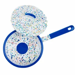 Kapka Enamel Pots & Pans^Blue Dot Enamel Saute Pan with Lid, 16cm