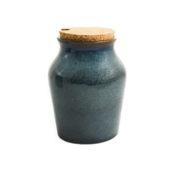Ceramica Nicola Tableware Brands^Blue Glaze Salt Pot with Cork Lid