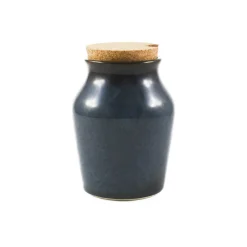 Ceramica Nicola Tableware Brands^Blue Glaze Salt Pot with Cork Lid