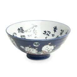 Emro Aziatica Crockery & Dinnerware|Bowls^Blue Lucky Cat Bowl, 14cm