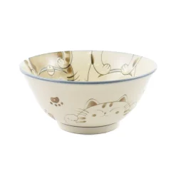 Kiji Stoneware & Ceramics Tableware Brands|Japanese Ingredients^Blue Lucky Cat Japanese Noodle Bowl, 15cm