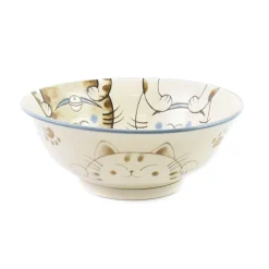 Kiji Stoneware & Ceramics Tableware Brands|Japanese Ingredients^Blue Lucky Cat Japanese Ramen Bowl, 21cm