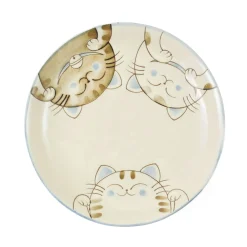 Kiji Stoneware & Ceramics Japanese Ingredients|Plates^Blue Lucky Cat Japanese Side Plate, 19.5cm
