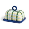 &Klevering Tableware Brands^Blue Plaid Butter Dish
