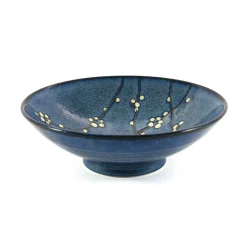 Kiji Stoneware & Ceramics Japanese Ingredients|Japanese Tableware^Blue Sakura Shallow Bowl, 24.5cm