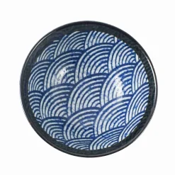 Kiji Stoneware & Ceramics Japanese Ingredients|Japanese Tableware^Blue Wave Large Rice Bowl, 15.5cm