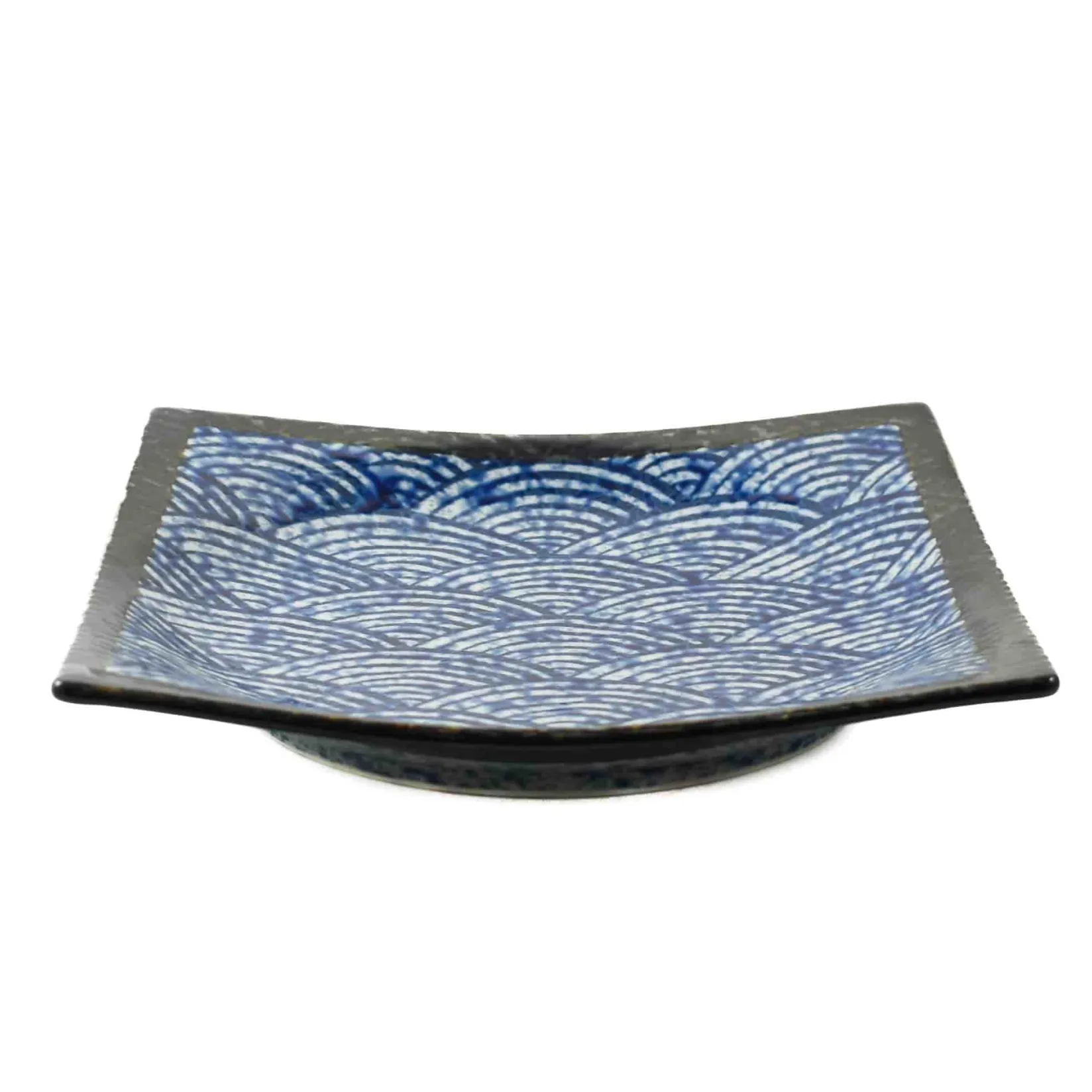 Kiji Stoneware & Ceramics Japanese Ingredients|Plates^Blue Wave Large Square Plate, 23.5cm