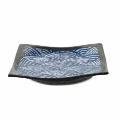 Kiji Stoneware & Ceramics Japanese Ingredients|Plates^Blue Wave Medium Square Plate, 17.5cm
