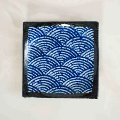 Kiji Stoneware & Ceramics Japanese Ingredients|Plates^Blue Wave Medium Square Plate, 17.5cm