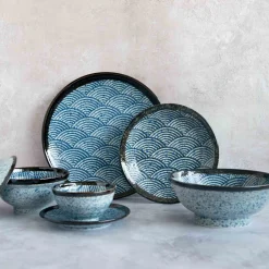 Kiji Stoneware & Ceramics Japanese Ingredients|Japanese Tableware^Blue Wave Ramen Bowl, 21cm