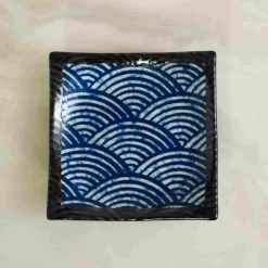 Kiji Stoneware & Ceramics Tableware Brands|Japanese Ingredients^Blue Wave Small Square Plate, 13.5cm
