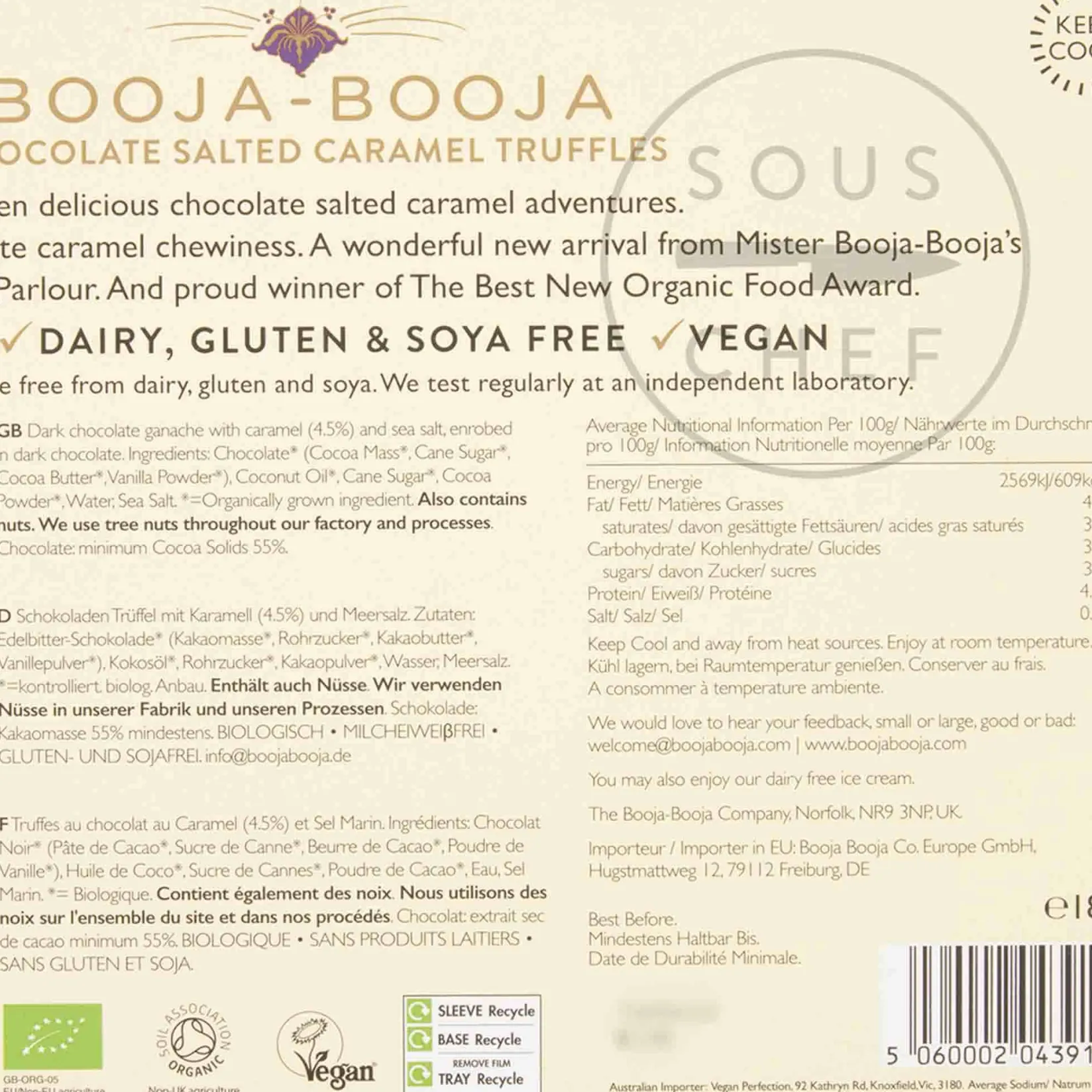 Booja Booja Ingredients Brands|Made In The Uk^Chocolate Salted Caramel Truffles, 184g