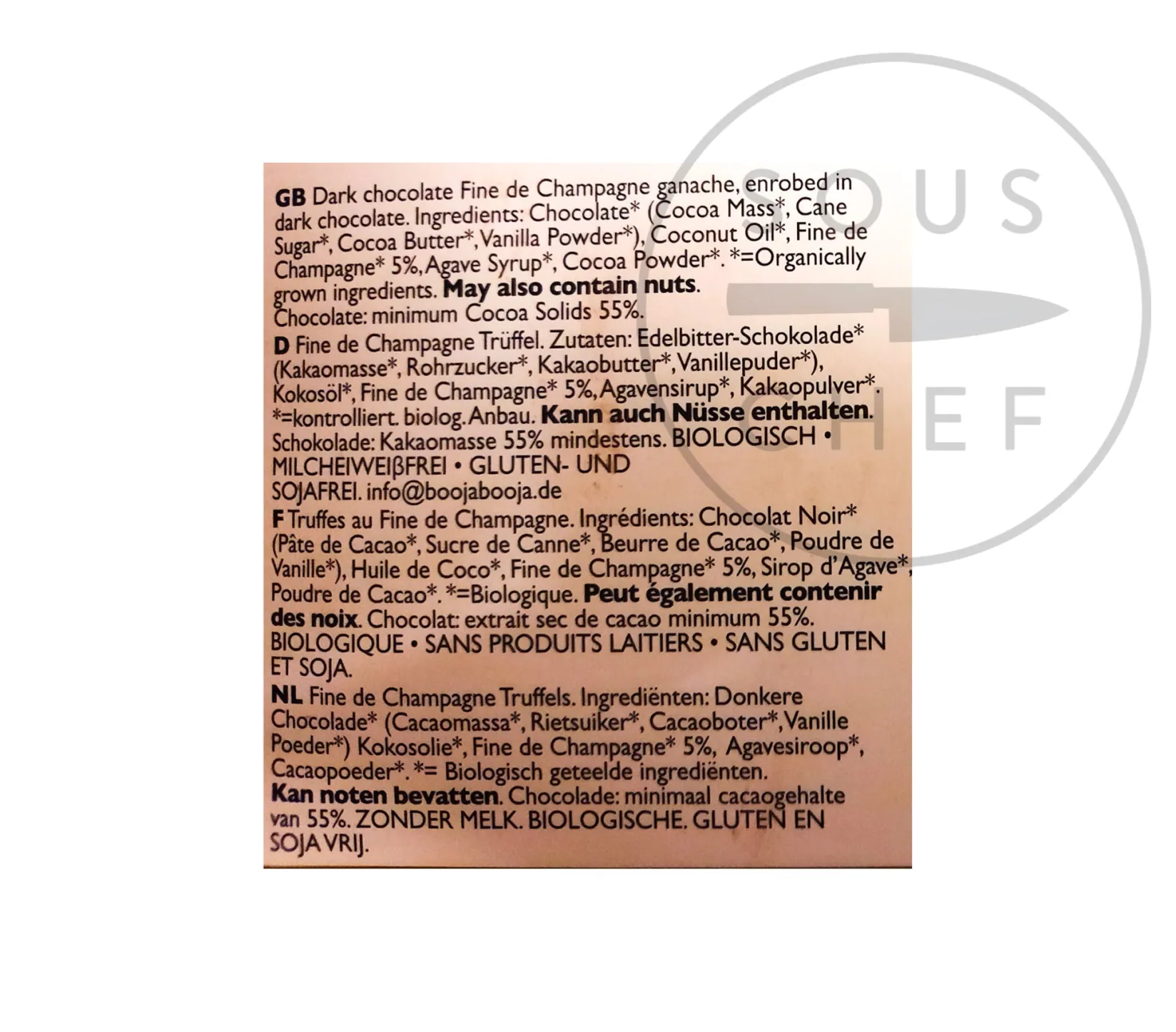 Booja Booja Ingredients Brands|Made In The Uk^Fine De Champagne Truffles