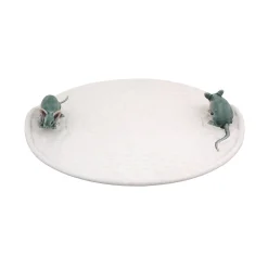 Bordallo Pinheiro Table Setting|Serveware^White Earthenware Cheese Tray with Mouse