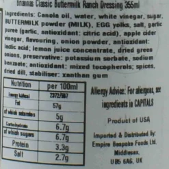 Briannas Ingredients Brands|American Ingredients^Ranch Dressing, 355ml