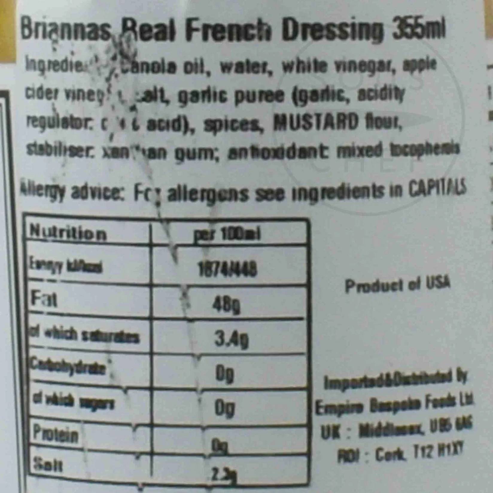 Briannas Ingredients Brands|American Ingredients^Real French Dressing, 355ml