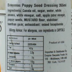 Briannas Ingredients Brands|American Ingredients^Rich Poppy Seed Dressing, 355ml