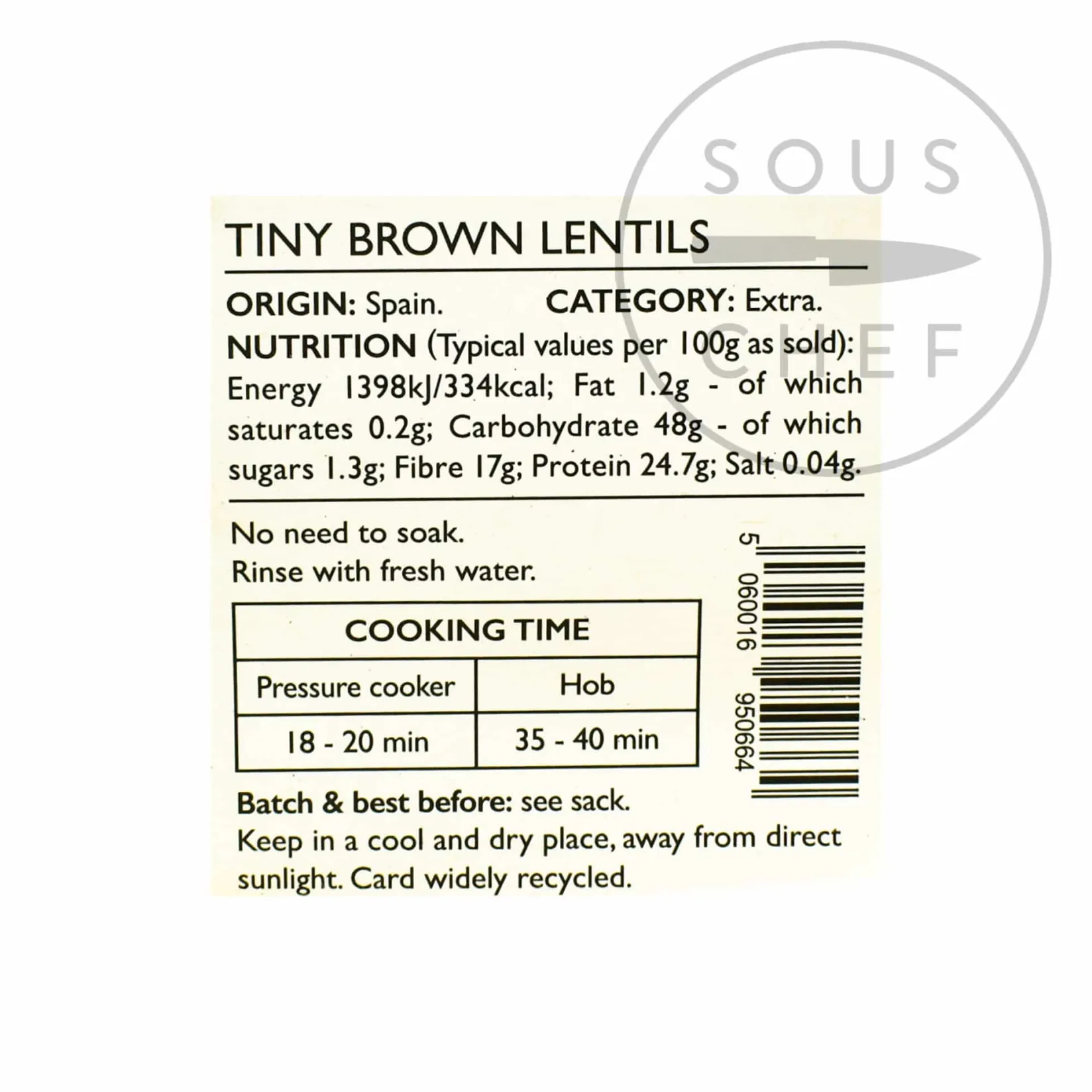 Brindisa Spanish Ingredients|Pasta, Rice & Beans^Epic Pardina Lentils in Cloth Sack, 500g