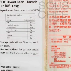 LK Ingredients Brands^Broad Bean Threads, Wide Glass Noodles, 180g
