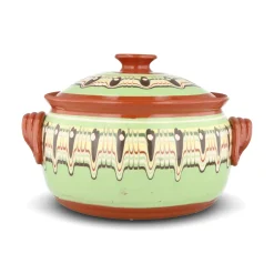 Bulgarian Pottery Baking Supplies & Equipment^Bulgarian Troyan Mint Green Terracotta Cooking Pot