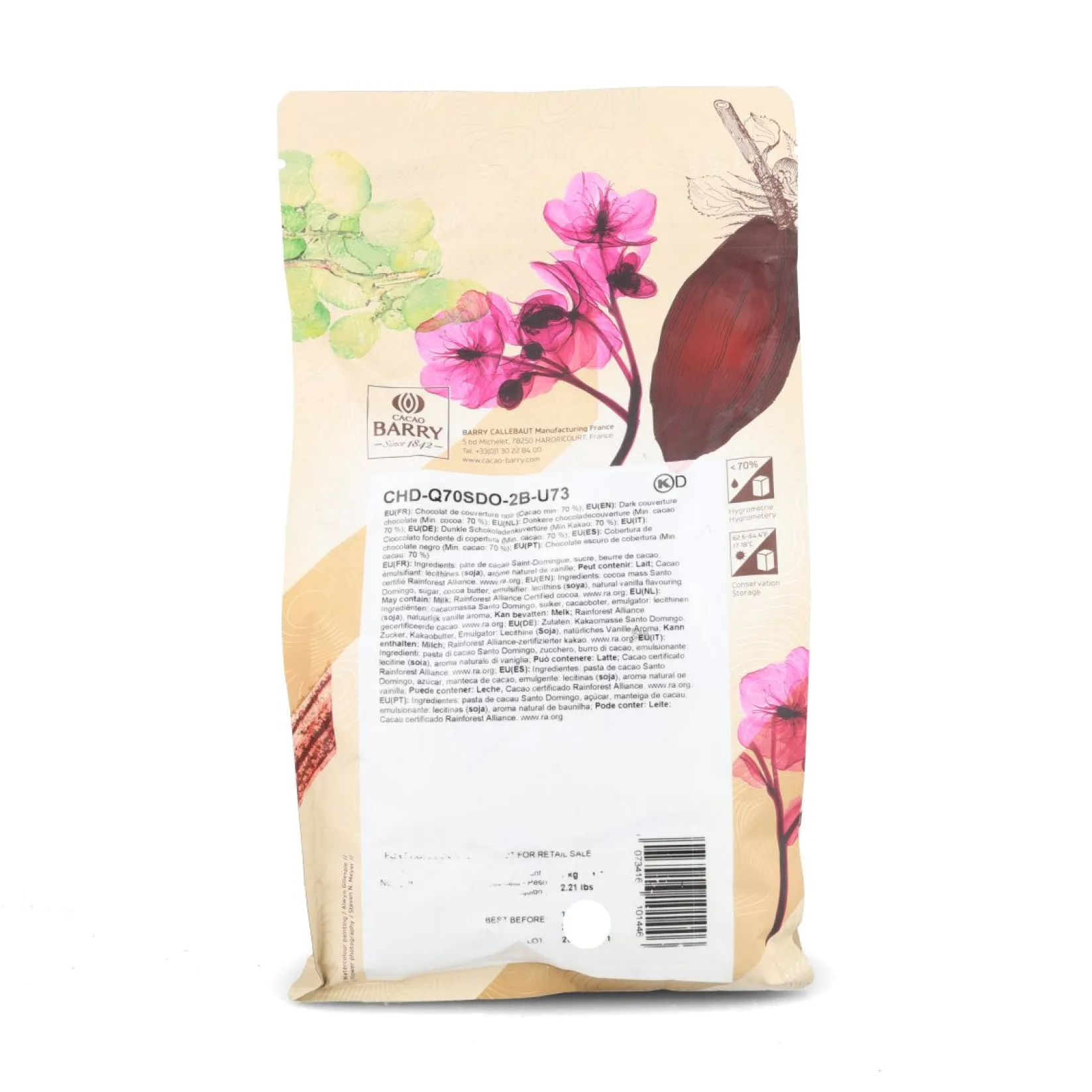 Cacao Barry Ingredients Brands|Chocolate & Sweets^Origin Saint Domingue 70% Dark Chocolate Chips, 1kg
