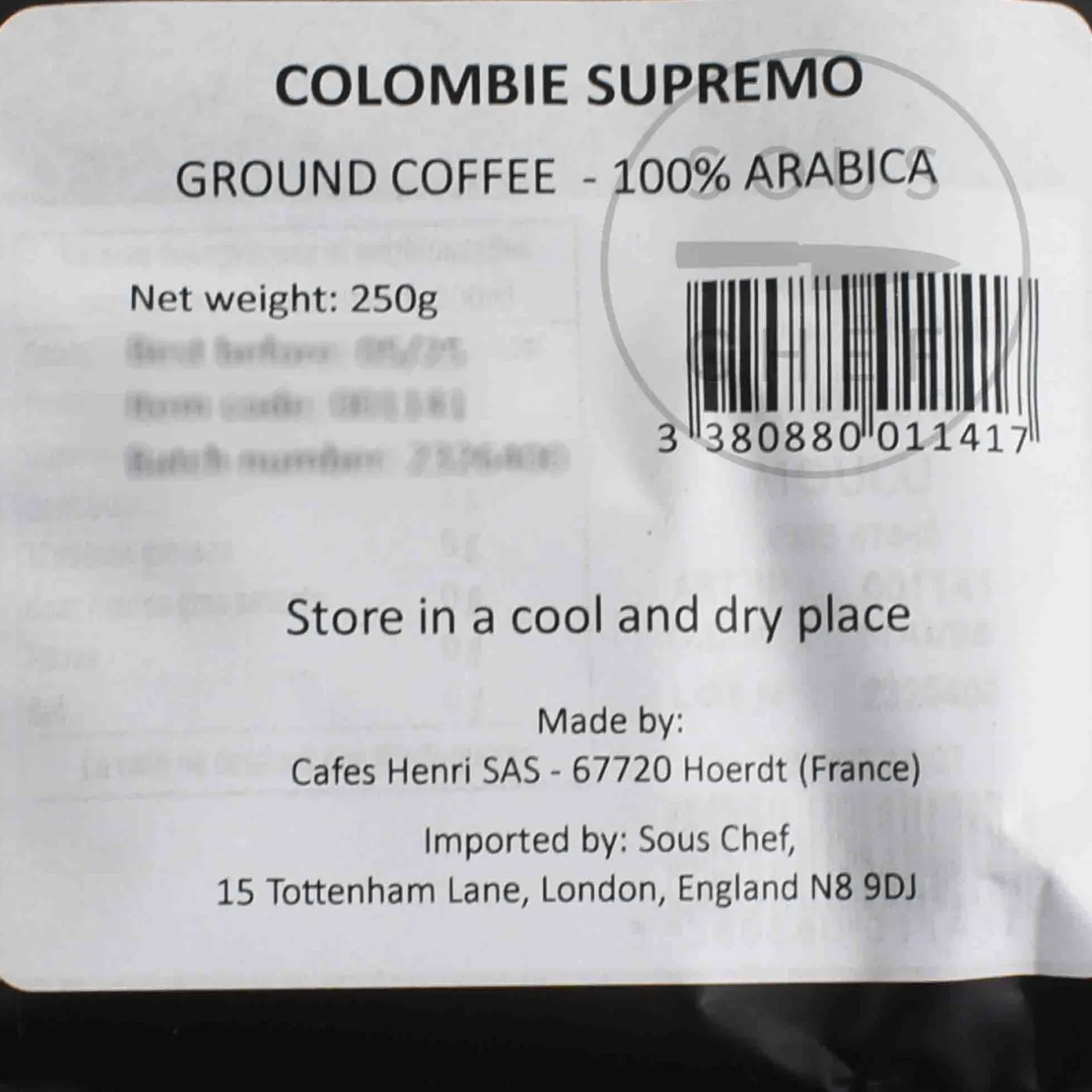 Cafes Henri Ingredients Brands|Drinks^Colombia Supremo Ground Coffee, 250g