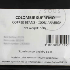 Cafes Henri Drinks|Ingredients Brands^Colombia Supremo Whole Coffee Beans, 500g