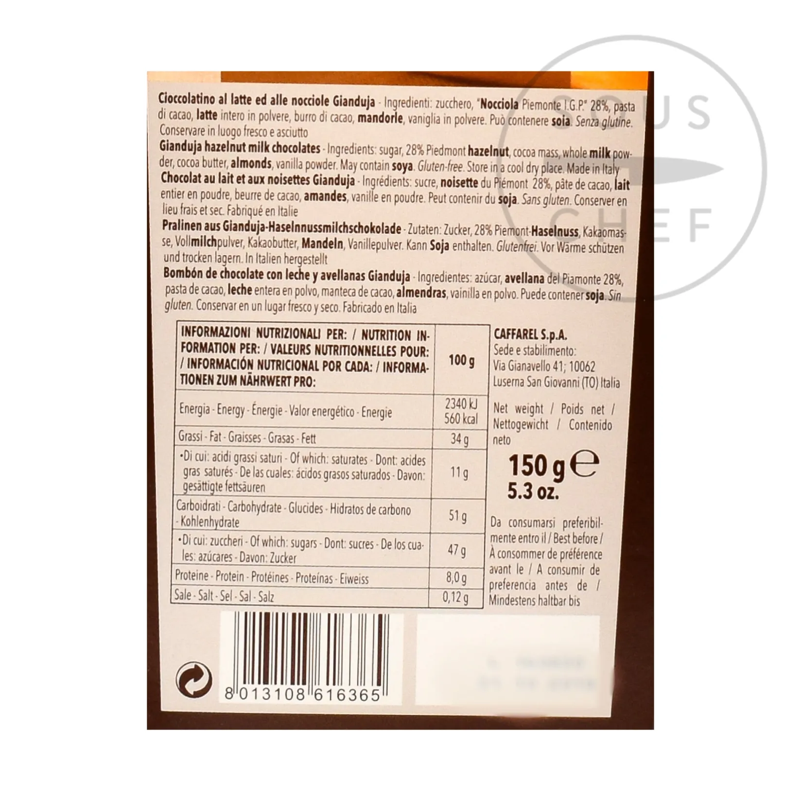 Caffarel Ingredients Brands|Italian Ingredients^Gianduia Window Ballotin, 150g