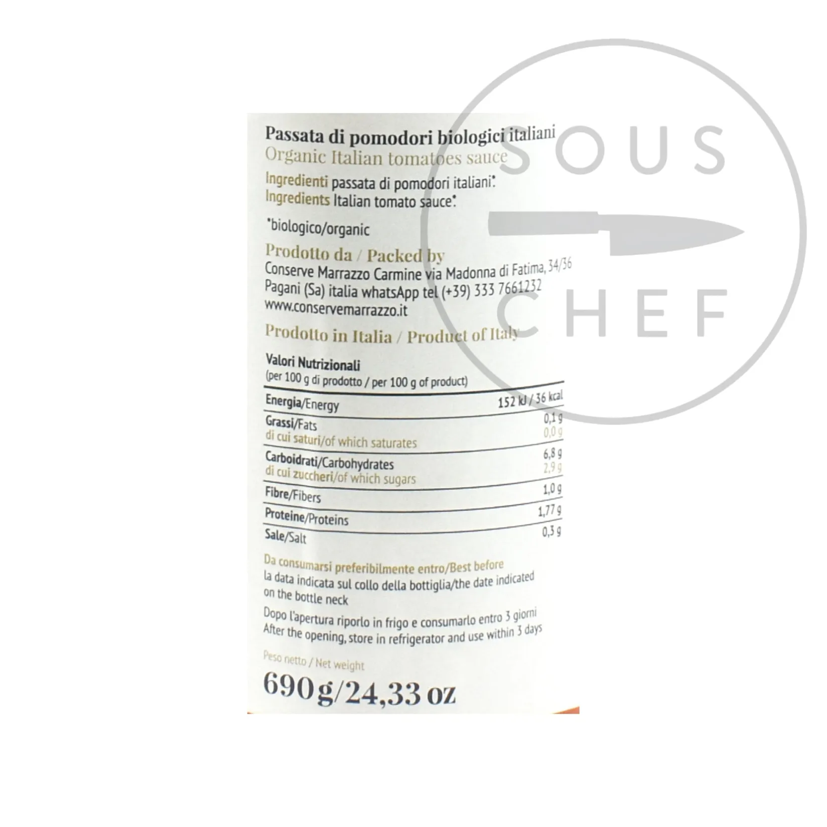 Casa Marrazzo Italian Ingredients|Vegetables^Organic Tomato Passata, 690ml