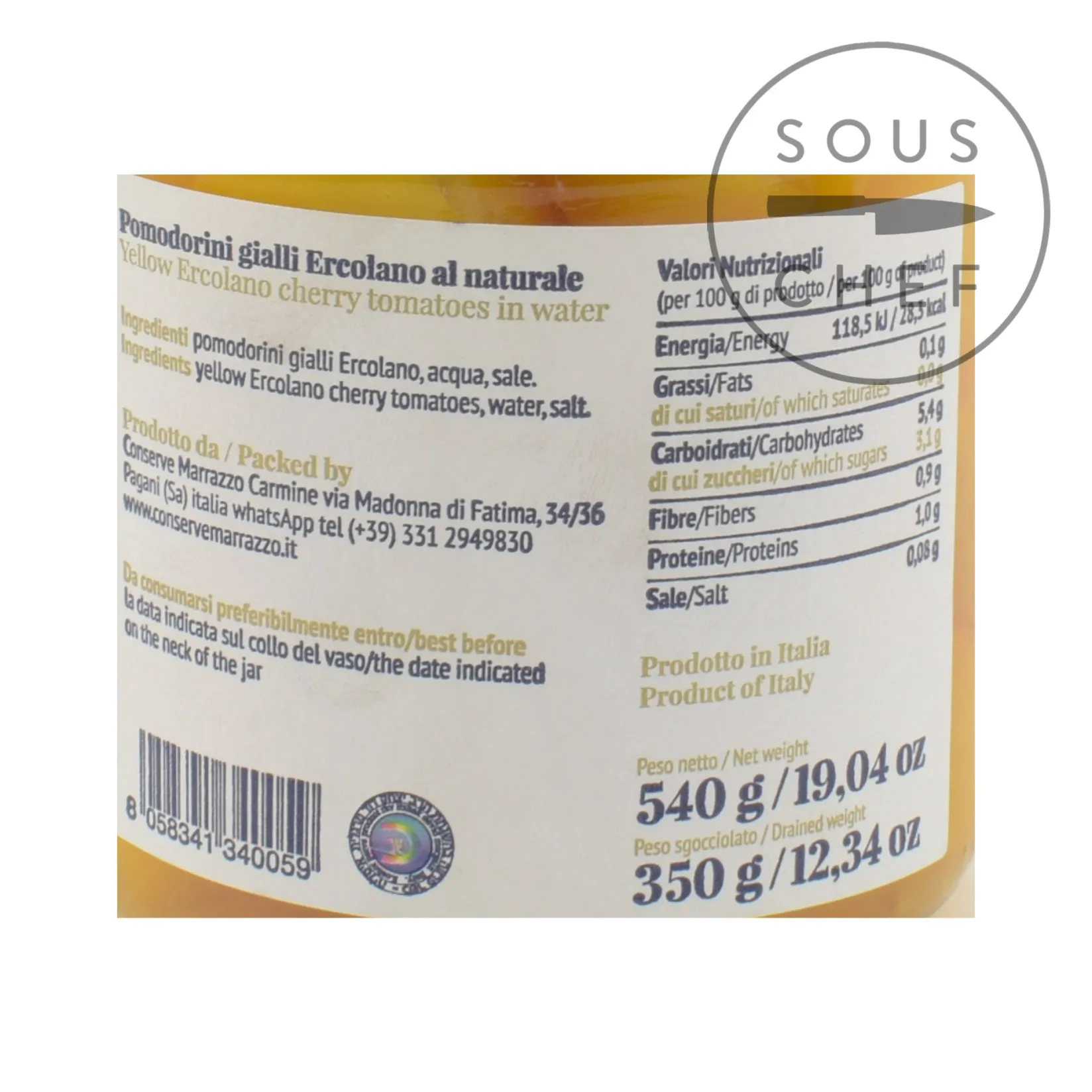 Casa Marrazzo Ingredients Brands|Italian Ingredients^Whole Ercolano Yellow Cherry Tomatoes in Water, 500g