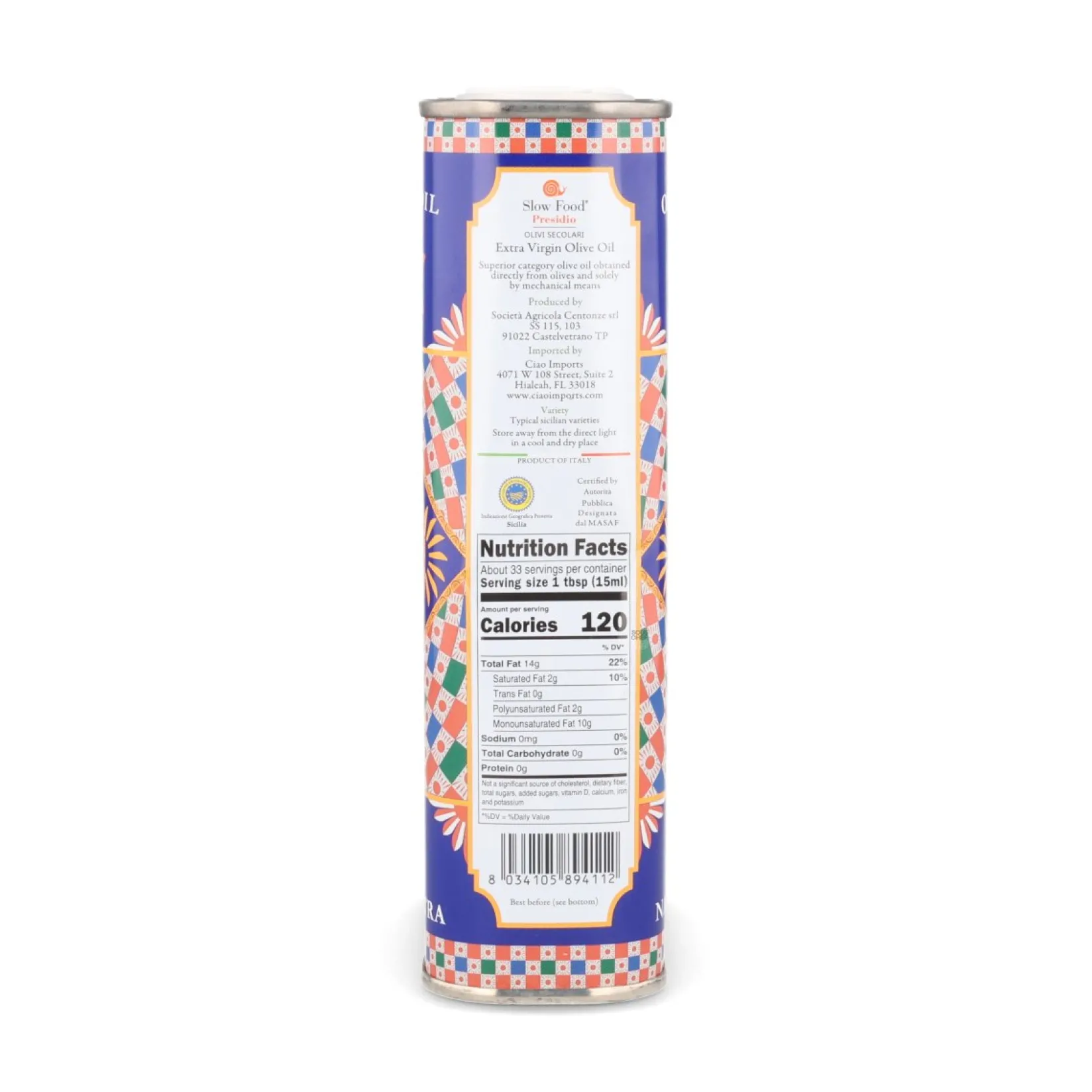 Centonze Ingredients Brands|Oil, Vinegar & Dressings^PGI Sicilian Extra Virgin Olive Oil in Tin, 500ml