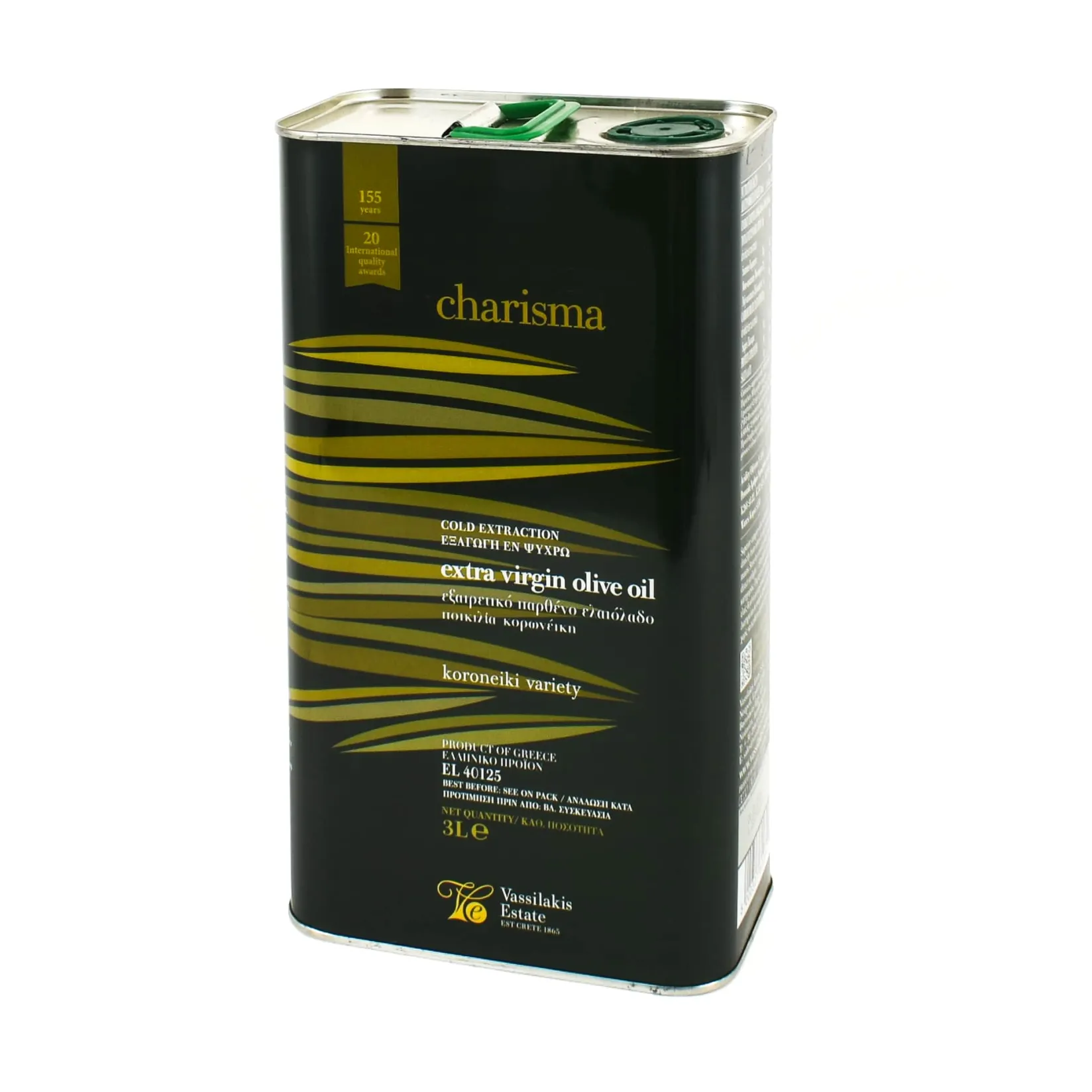 Vassilakis Estate Ingredients Brands|Greek Ingredients^Charisma Greek Extra Virgin Olive Oil Tin