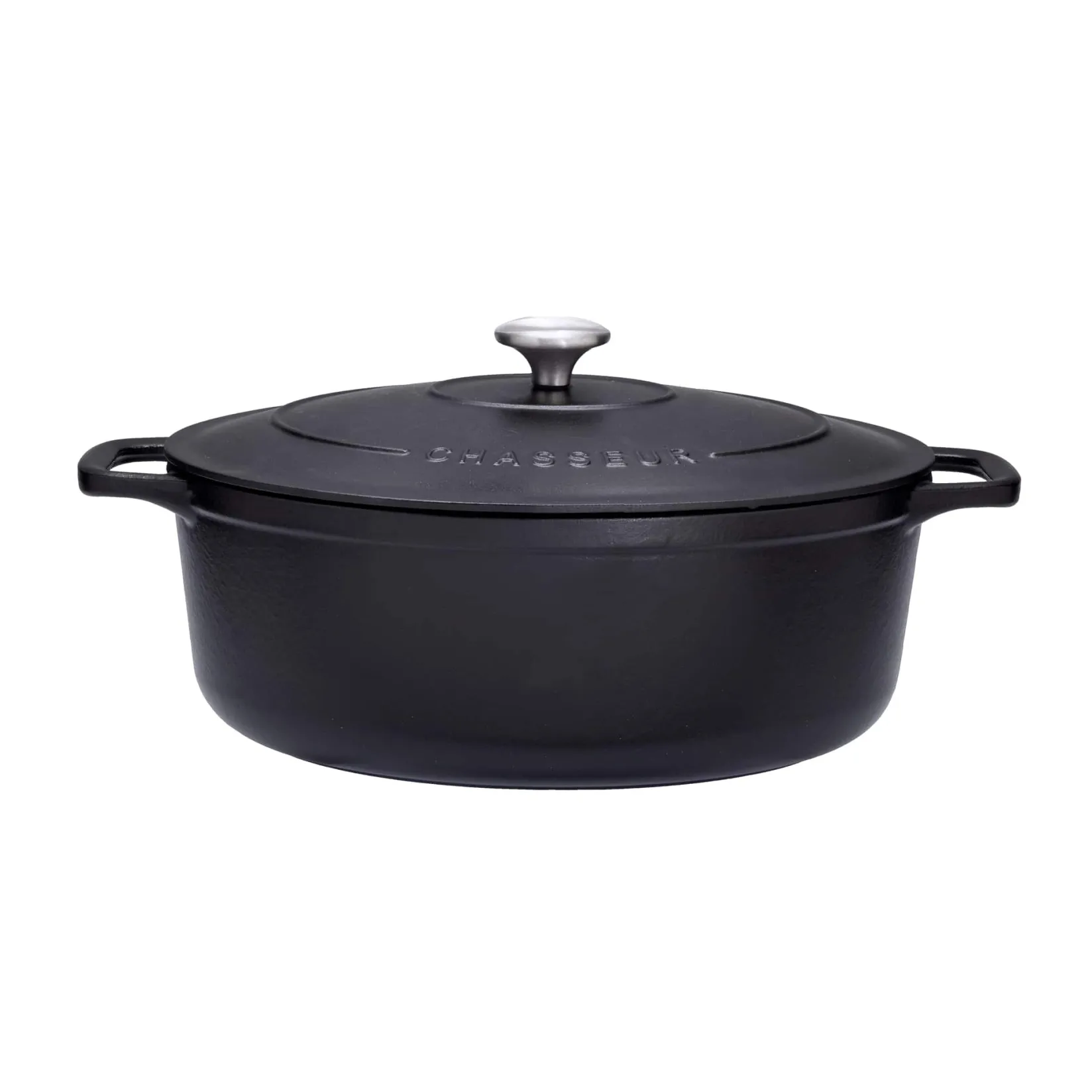Chasseur Pots & Pans^Black Cast Iron Oval Dutch Oven, 29cm