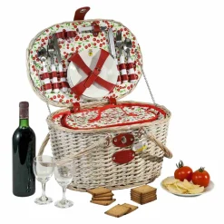 Les Jardin de la Comtesse Tableware Brands|Picnicware^Cheverny Cherry Print Picnic Basket, 4 Person