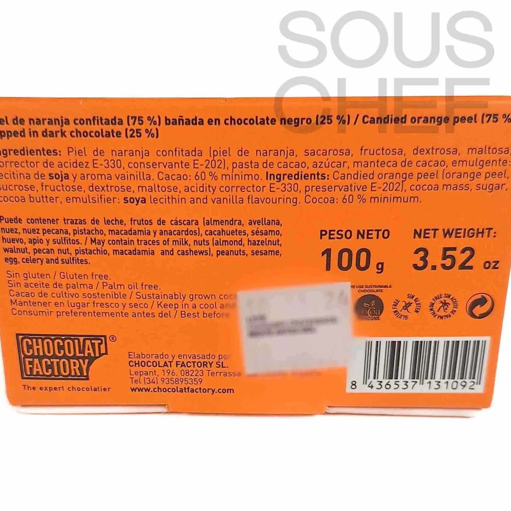 Chocolat Factory Ingredients Brands|Chocolate & Sweets^Dark Chocolate Covered Orange Peel, 110g