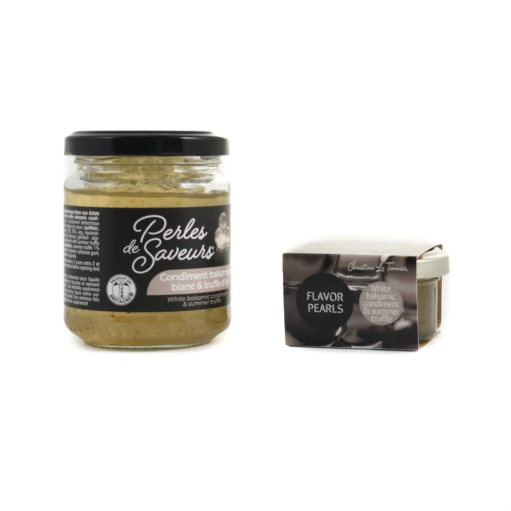Christine Le Tennier Ingredients Brands|French Ingredients^White Balsamic and Black Truffle Flavor Pearls
