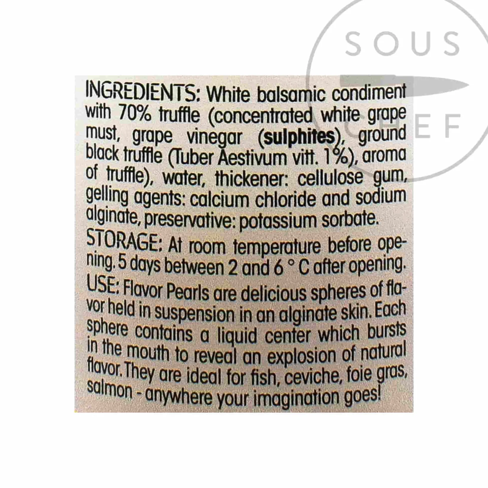 Christine Le Tennier Ingredients Brands|French Ingredients^White Balsamic and Black Truffle Flavor Pearls