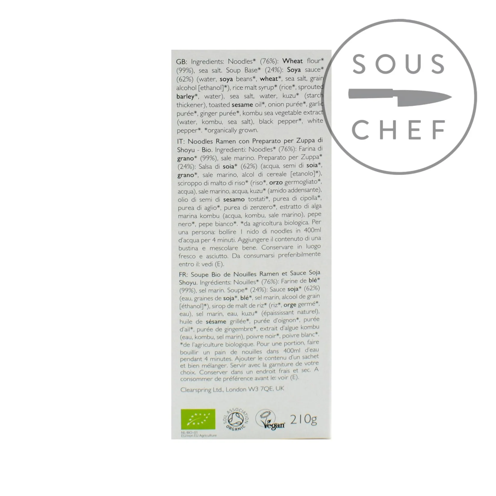 Clearspring Ingredients Brands|Japanese Ingredients^Organic Shoyu Ramen Noodle Soup, 210g