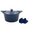 Cookut Pots & Pans^Lightweight Non-Stick Dutch Oven with Pot Holders, Blue, BPA-Free