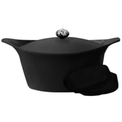 Cookut Pots & Pans^Lightweight Non-Stick Dutch Oven with Pot Holders, Black, BPA-Free