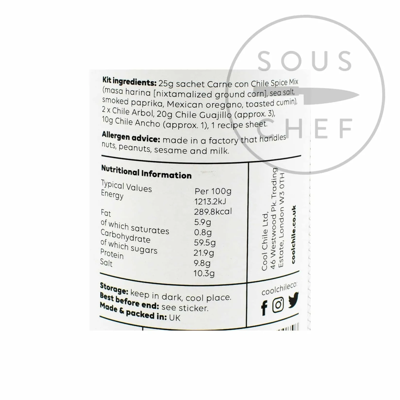 Cool Chile Co Ingredients Brands|Mexican Ingredients^Chile Con Carne Kit, 55g