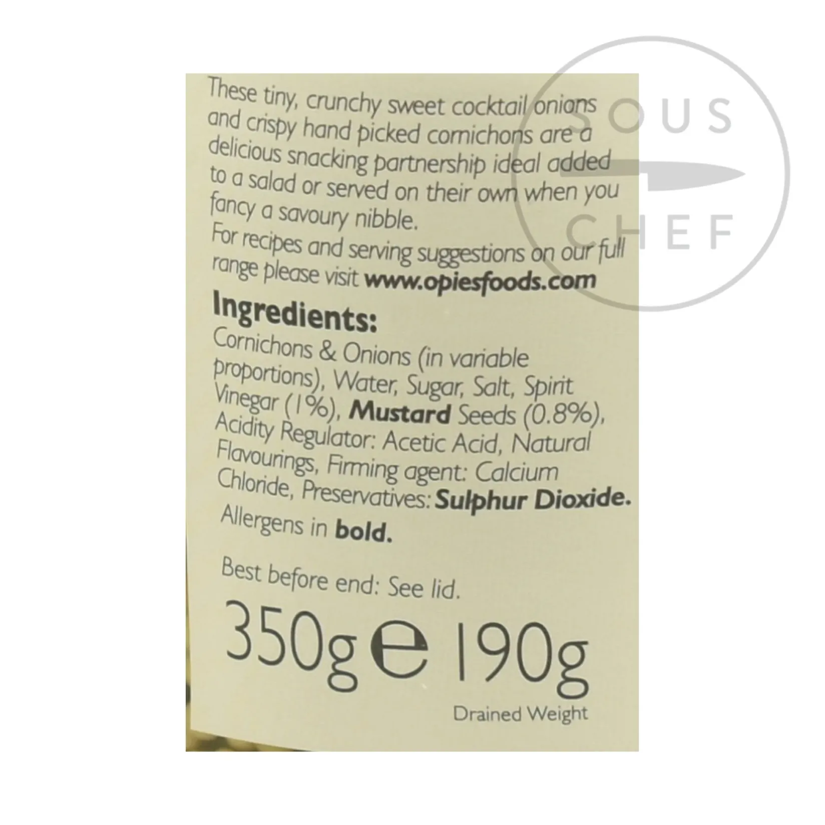 Opies Ingredients Brands|Vegetables^Cornichons and Pickled Onions, 350g