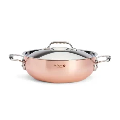 De Buyer Pots & Pans^Prima Matera Copper Curved Saute Pan with Lid & Stainless Steel Handle, 28cm