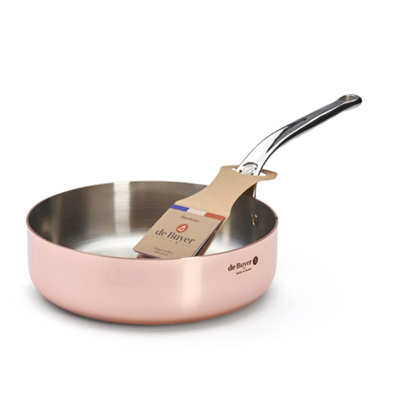 De Buyer Pots & Pans^Prima Matera Copper Saute Pan with Stainless Steel Handle, 24cm